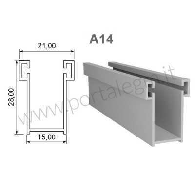 A14 Guida Alluminio 15x28