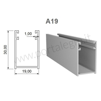 A19 Guida Alluminio 19x30