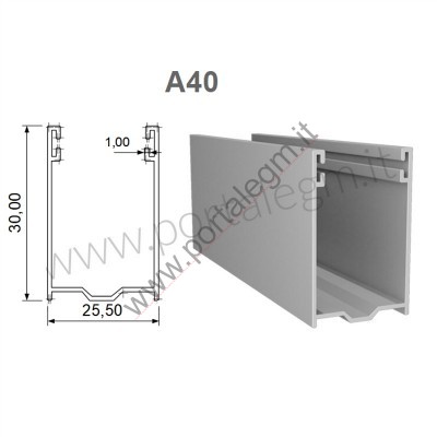 A40 Guida Alluminio 25,5x40